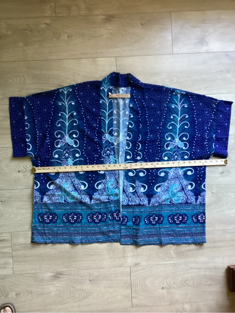 Blue Printed Swim Cover-Up Kimono